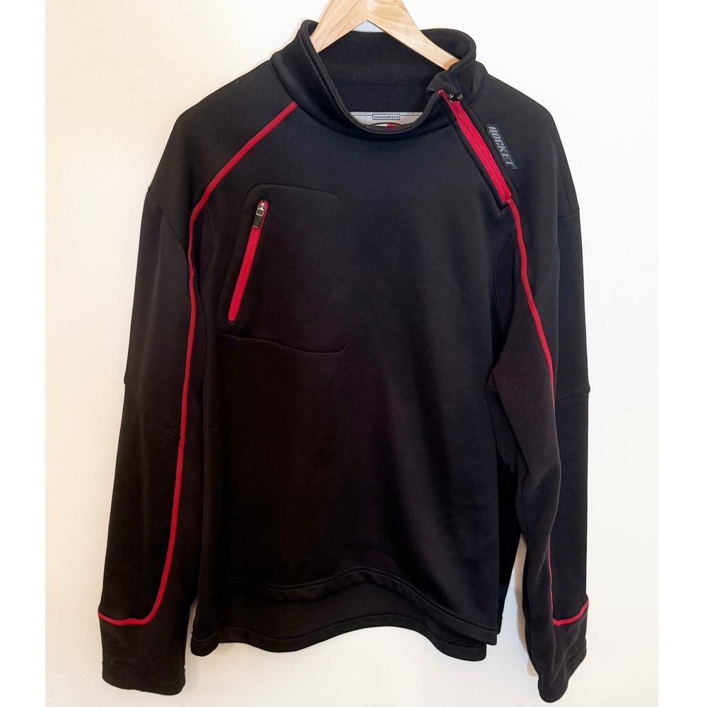 Joe Rocket Pullover Mens 2XL Black Good Red Trim Quarter Zip Fleece Mid Layer